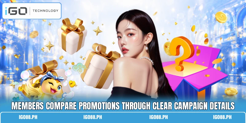 Members compare promotions through clear campaign details Members compare promotions through clear campaign details
