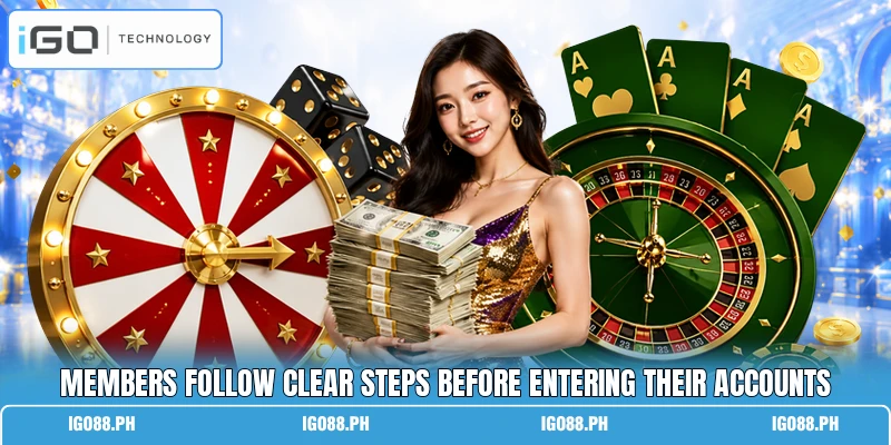 Members follow clear steps before entering their accounts