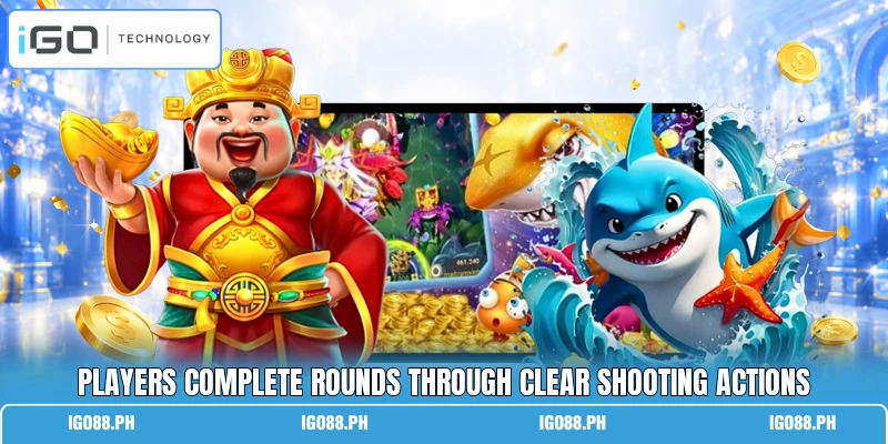 Players complete rounds through clear shooting actions
