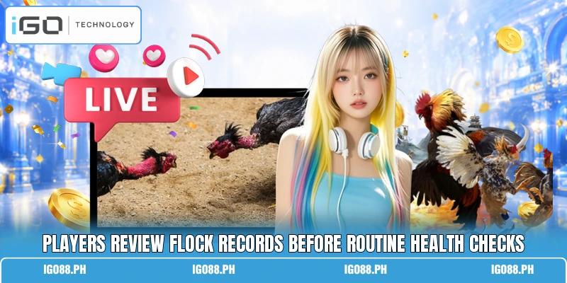 Players review flock records before routine health checks