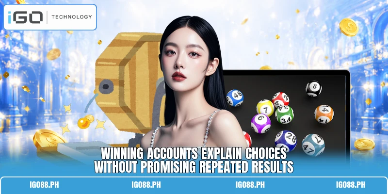 Winning accounts explain choices without promising repeated results